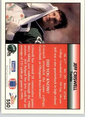 Jeff Criswell - 1992 Pacific - #550 - Football - Football Card Single