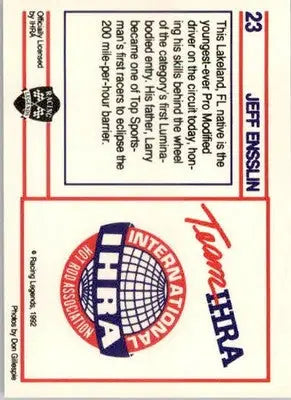 Jeff Ensslin - 1991 Racing Legends IHRA - #23 - Racing - Racing Card Single