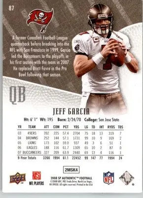 Jeff Garcia - 2008 SP Authentic - #87 - Retail Football - Football Card Single