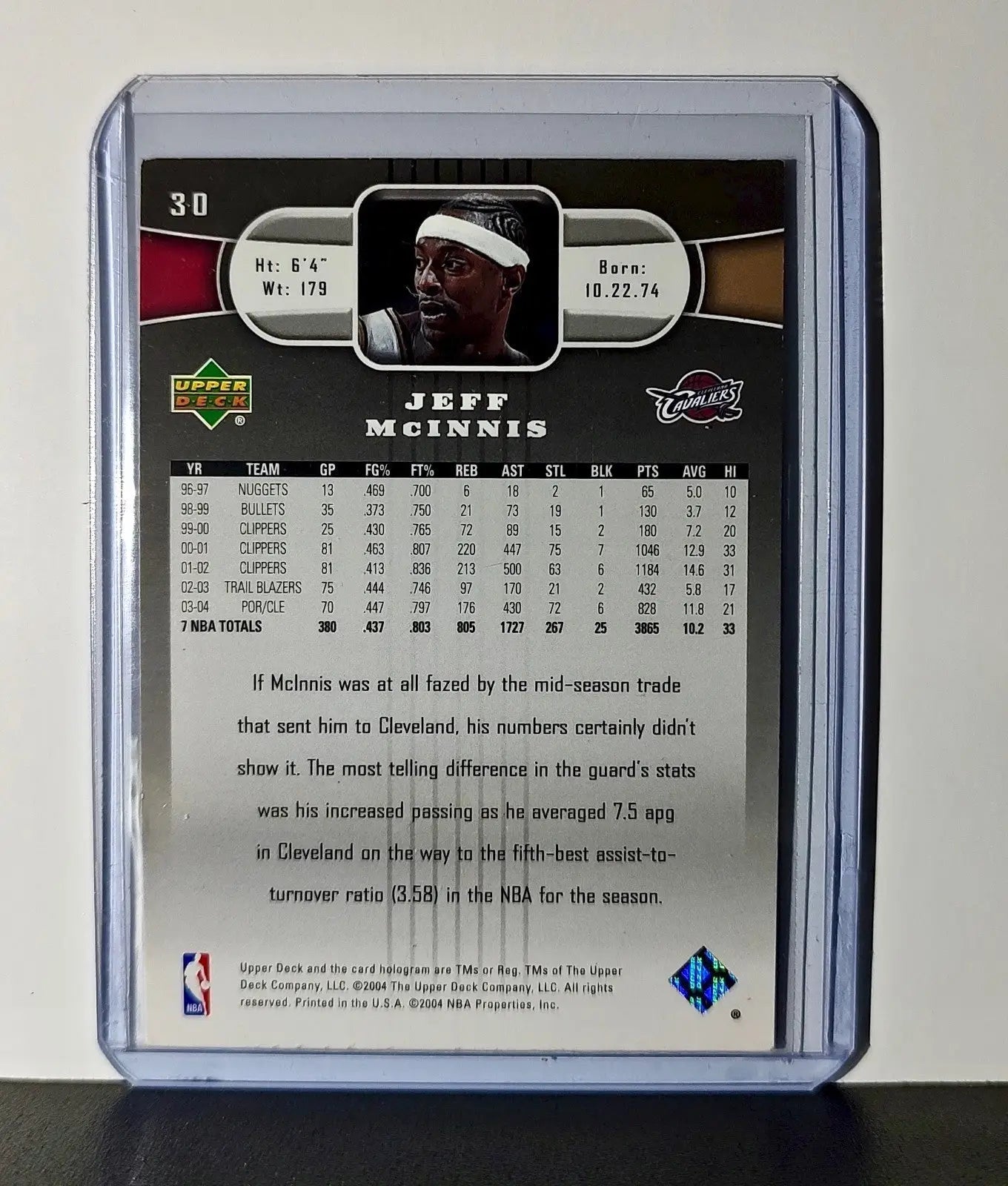 Jeff McInnis 2004 Upper Deck NBA #30 Card Cleveland Cavaliers