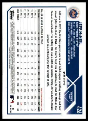 Jeff McNeil 2023 Topps #426 New York Mets - Baseball Card Single
