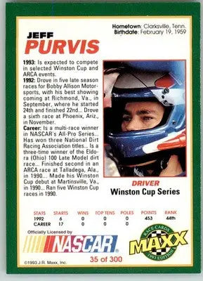 Jeff Purvis - 1993 Maxx - #35 - Racing - Racing Card Single