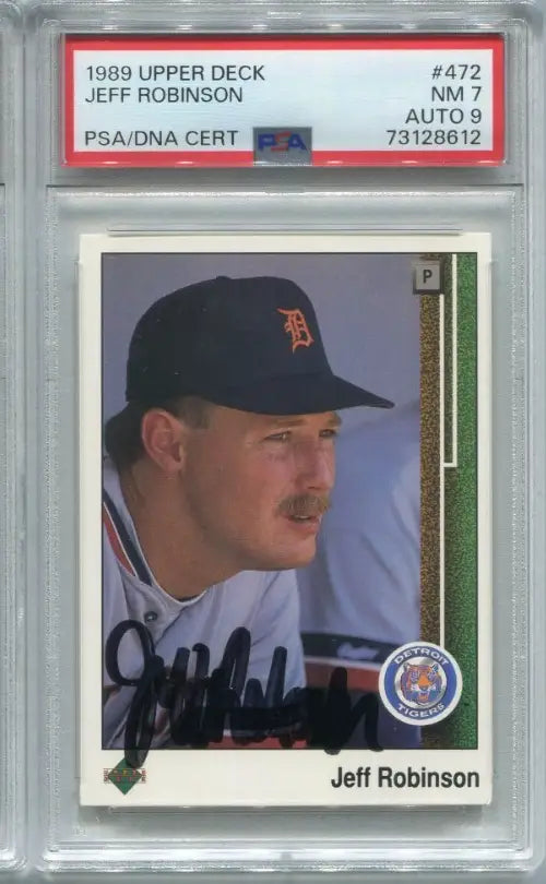 Jeff Robinson Signed 1989 Upper Deck #472 Detroit Tigers Auto PSA 7 DNA 9 - Baseball Card Single