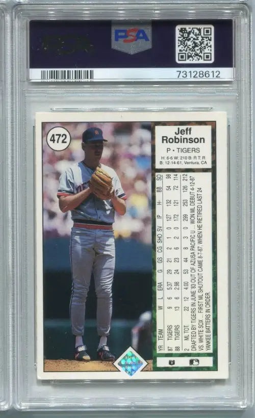 Jeff Robinson Signed 1989 Upper Deck #472 Detroit Tigers Auto PSA 7 DNA 9 - Baseball Card Single