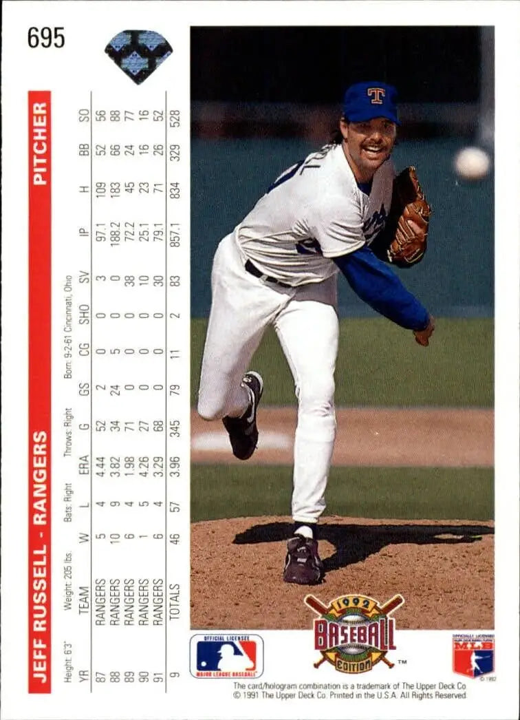 Jeff Russell 1992 Upper Deck MLB #695 Baseball Card Texas Rangers - Baseball Card Single