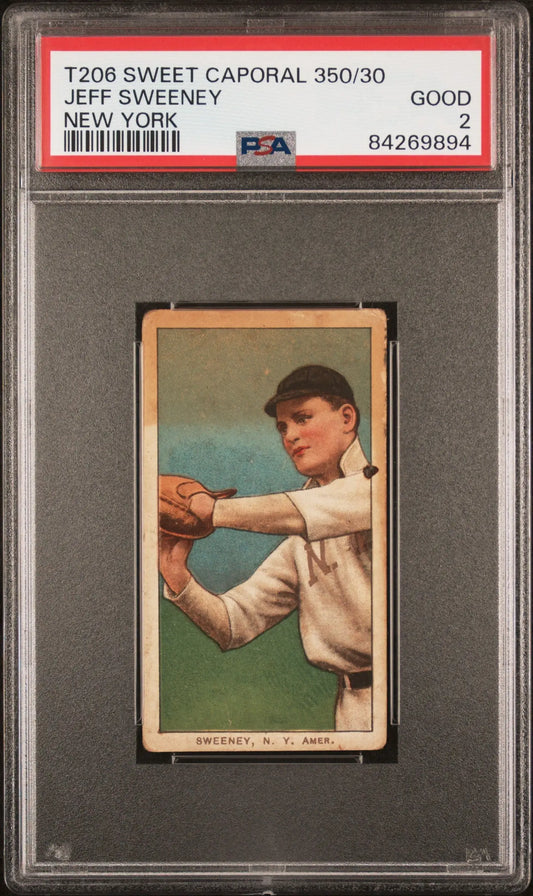 Jeff Sweeney 1909-11 T206 Sweet Caporal 350/30 New York PSA 2 Good - Baseball Card Single