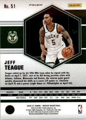 Jeff Teague - 2020-21 Panini Mosaic - #51 - Mosaic Basketball - Basketball Card Single