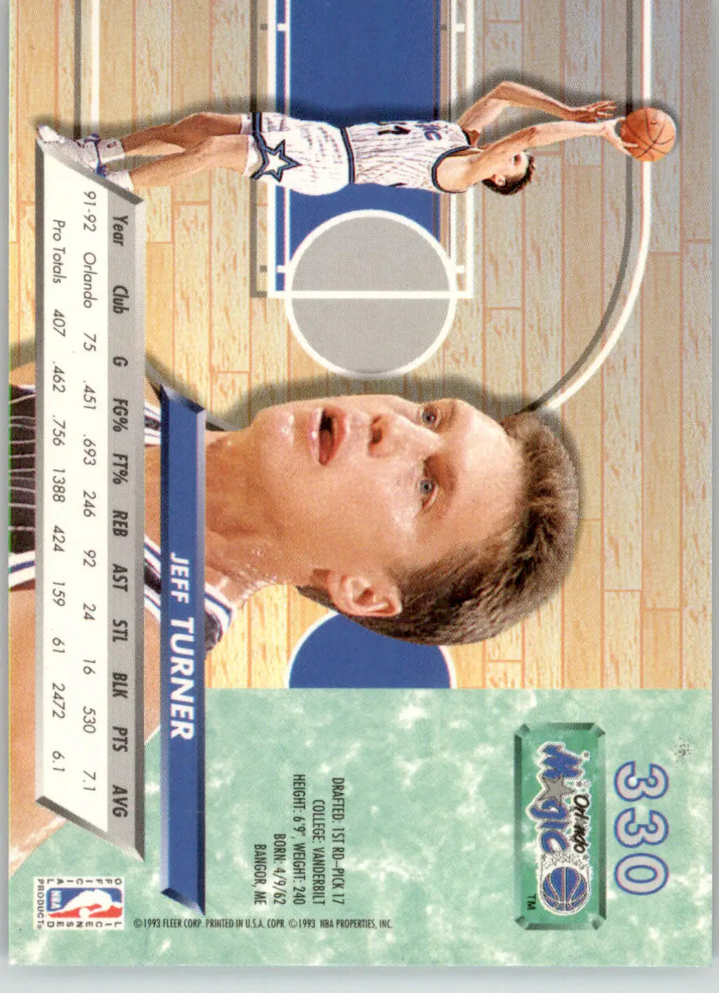 Jeff Turner - 1992-93 Ultra - #330 - Basketball - Basketball Card Single