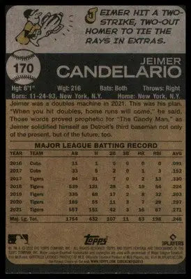 Jeimer Candelario 2022 Topps Heritage #170 Detroit Tigers - Baseball Card Single