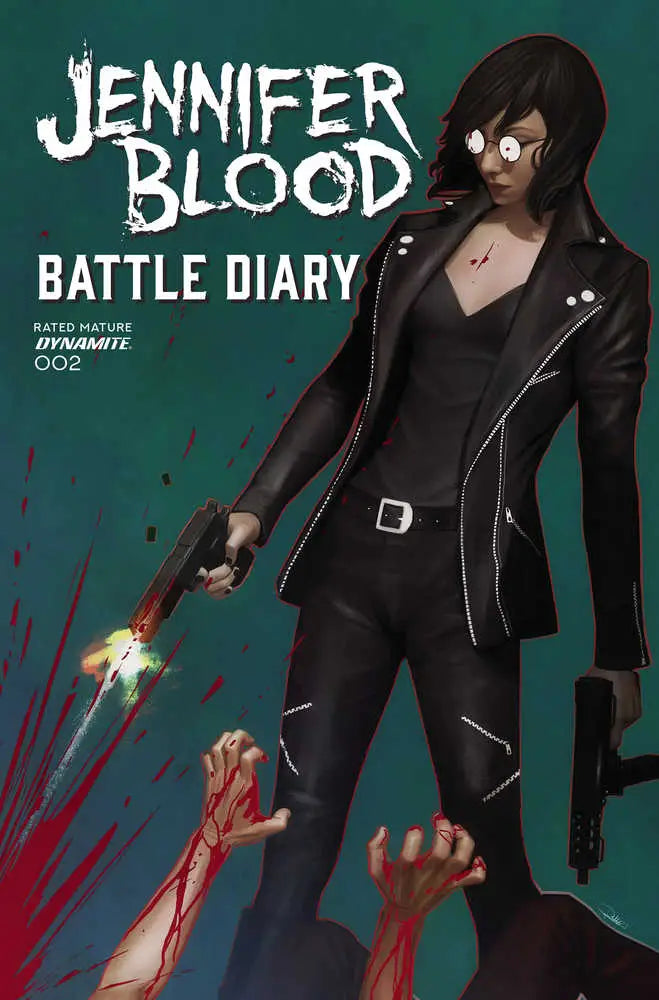 Comic book cover of Jennifer Blood Battle Diary #2 with a figure and zombie hands