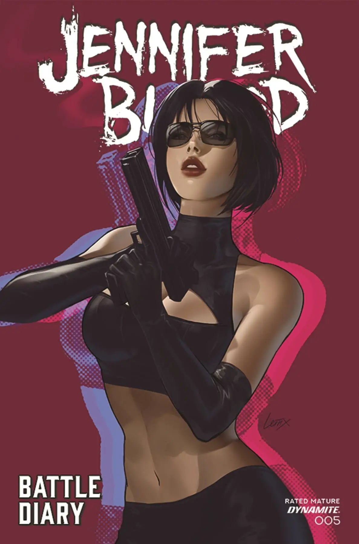 Jennifer Blood Battle Diary #5 Cover B Leirix features a stylized figure in combat attire