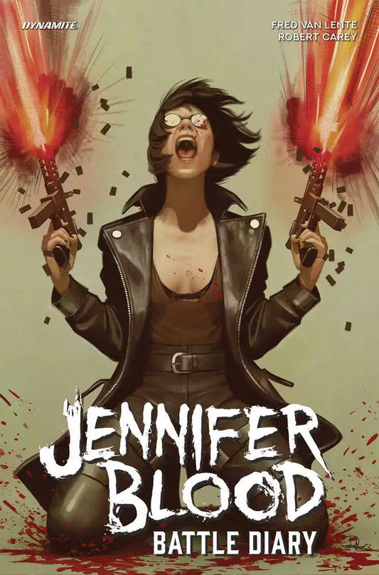 Comic book cover of Jennifer Blood Battle Diary TPB Volume 01 showcasing Jennifer Blood battle scenes