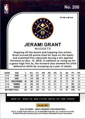 Jerami Grant - 2019-20 Hoops Premium Stock - #200 - Prizms Green Basketball - Basketball Card Single