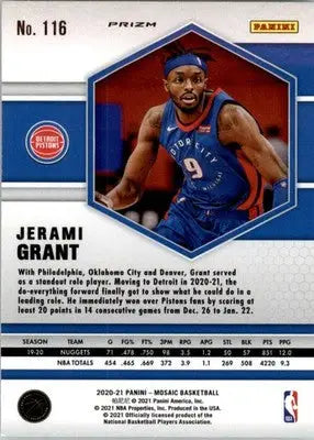 Jerami Grant - 2020-21 Panini Mosaic - #116 - Mosaic Camo Pink Basketball - Basketball Card Single