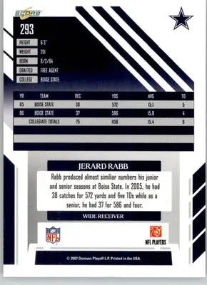 Jerard Rabb - 2007 Score - #293 - Atomic RC Football - Football Card Single