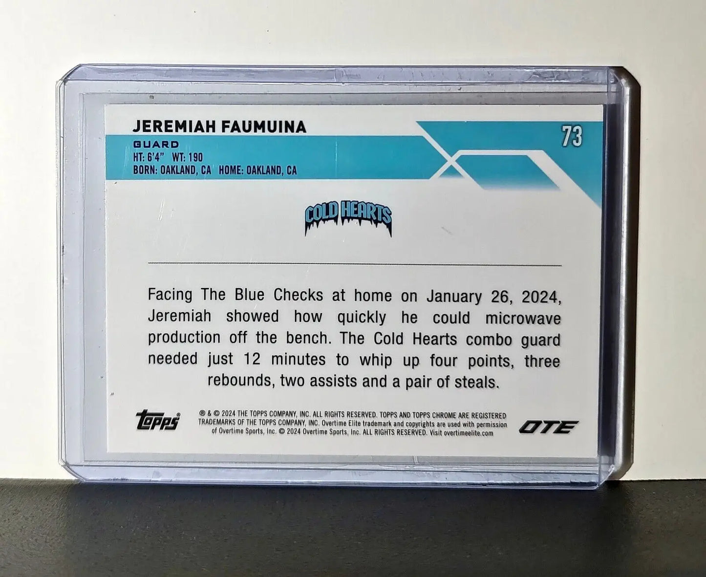 Jeremiah Faumuina 2023-24 Topps Chrome Overtime #73 Card Cold Hearts - Other