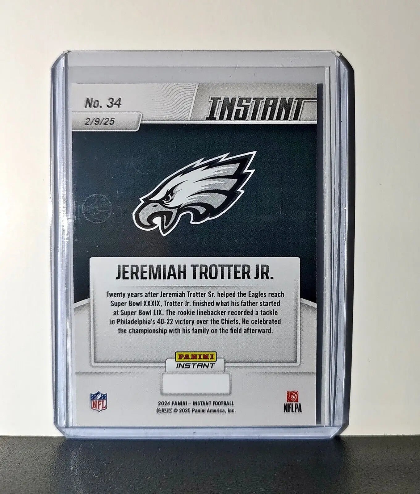 Jeremiah Trotter Jr. Rookie 2024 Panini Super Bowl LIX Champions NFL #34 Card