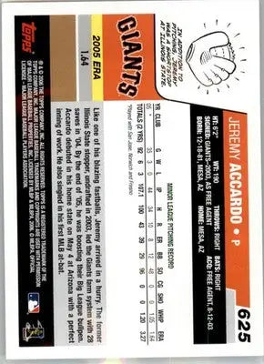 Jeremy Accardo - 2006 Topps - #625 - RC,AUTO Baseball - Baseball Card Single