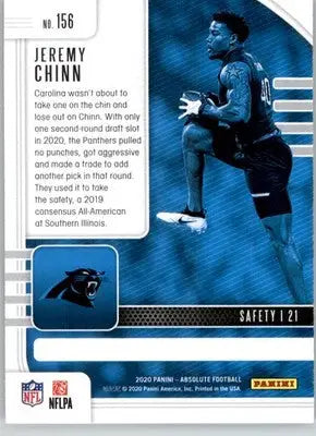 Jeremy Chinn - 2020 Panini Absolute - #156 - Retail RC Football - Football Card Single