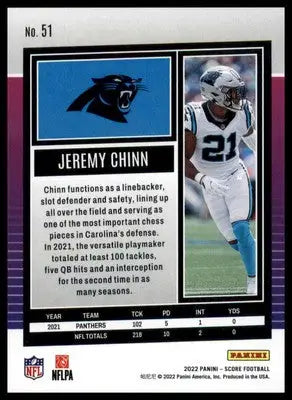 Jeremy Chinn 2022 Score #51 Carolina Panthers - Football Card Single