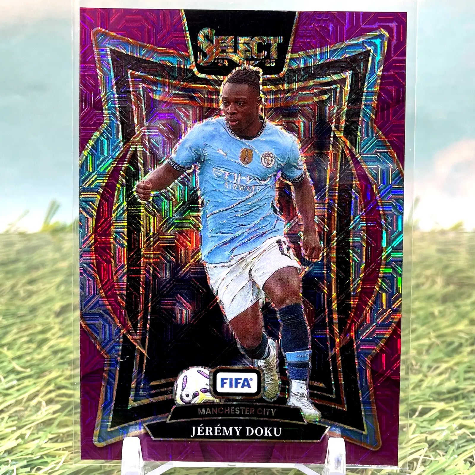 Jeremy Doku Manchester City 2024-25 Panini Select Fifa Purple Mojo - Soccer Card Single