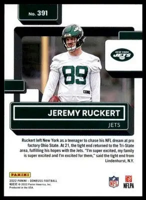 Jeremy Ruckert Rookie 2022 Donruss #391 New York Jets - Football Card Single