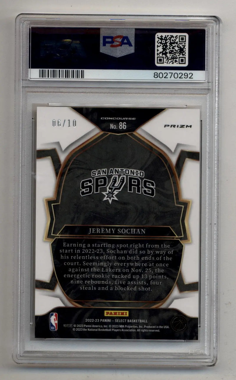 Jeremy Sochan 2022-23 Select Gold Cracked Ice 06/10 PSA 10 Gem Mint - Basketball Card Single