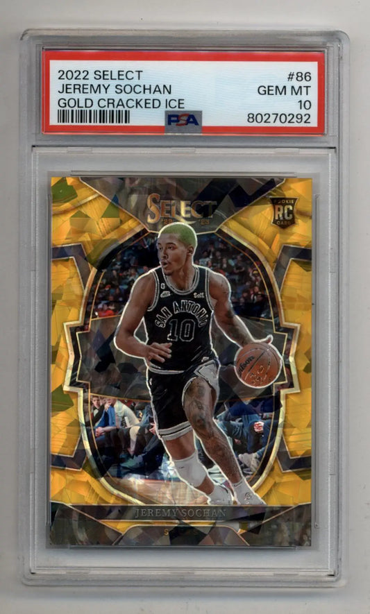 Jeremy Sochan 2022-23 Select Gold Cracked Ice 06/10 PSA 10 Gem Mint - Basketball Card Single