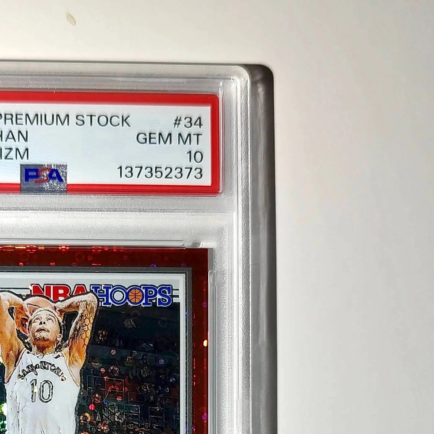 Jeremy Sochan 2023 Panini Hoops Premium #34 48/149 Red Disco Prizm PSA 10 Gem - Basketball Card Single