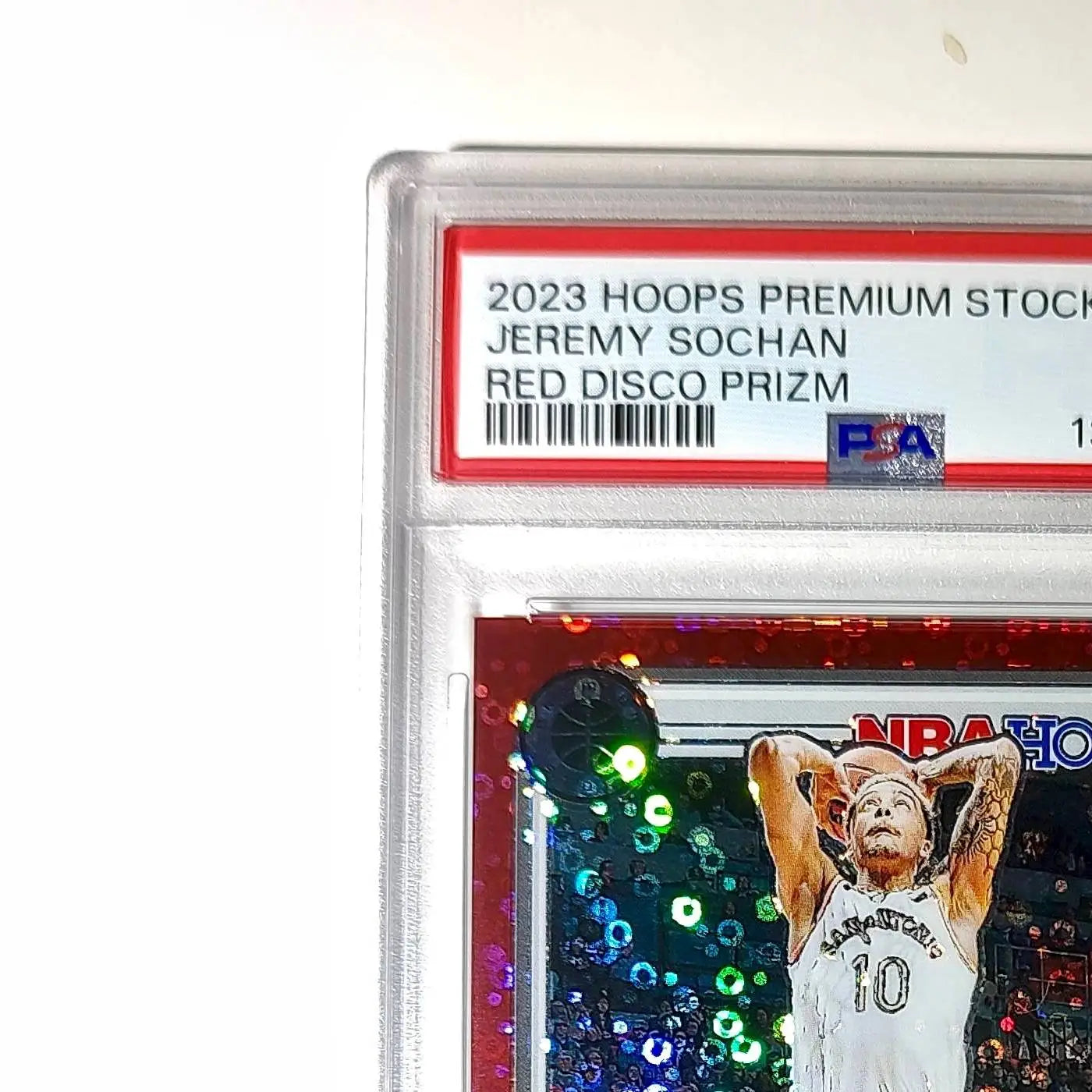 Jeremy Sochan 2023 Panini Hoops Premium #34 48/149 Red Disco Prizm PSA 10 Gem - Basketball Card Single