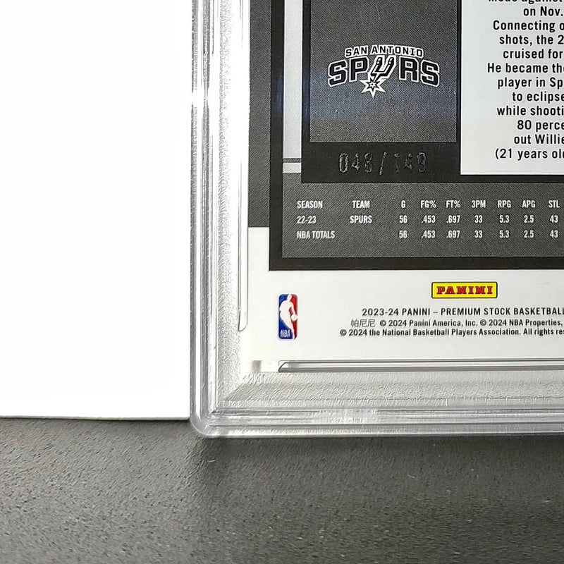 Jeremy Sochan 2023 Panini Hoops Premium #34 48/149 Red Disco Prizm PSA 10 Gem