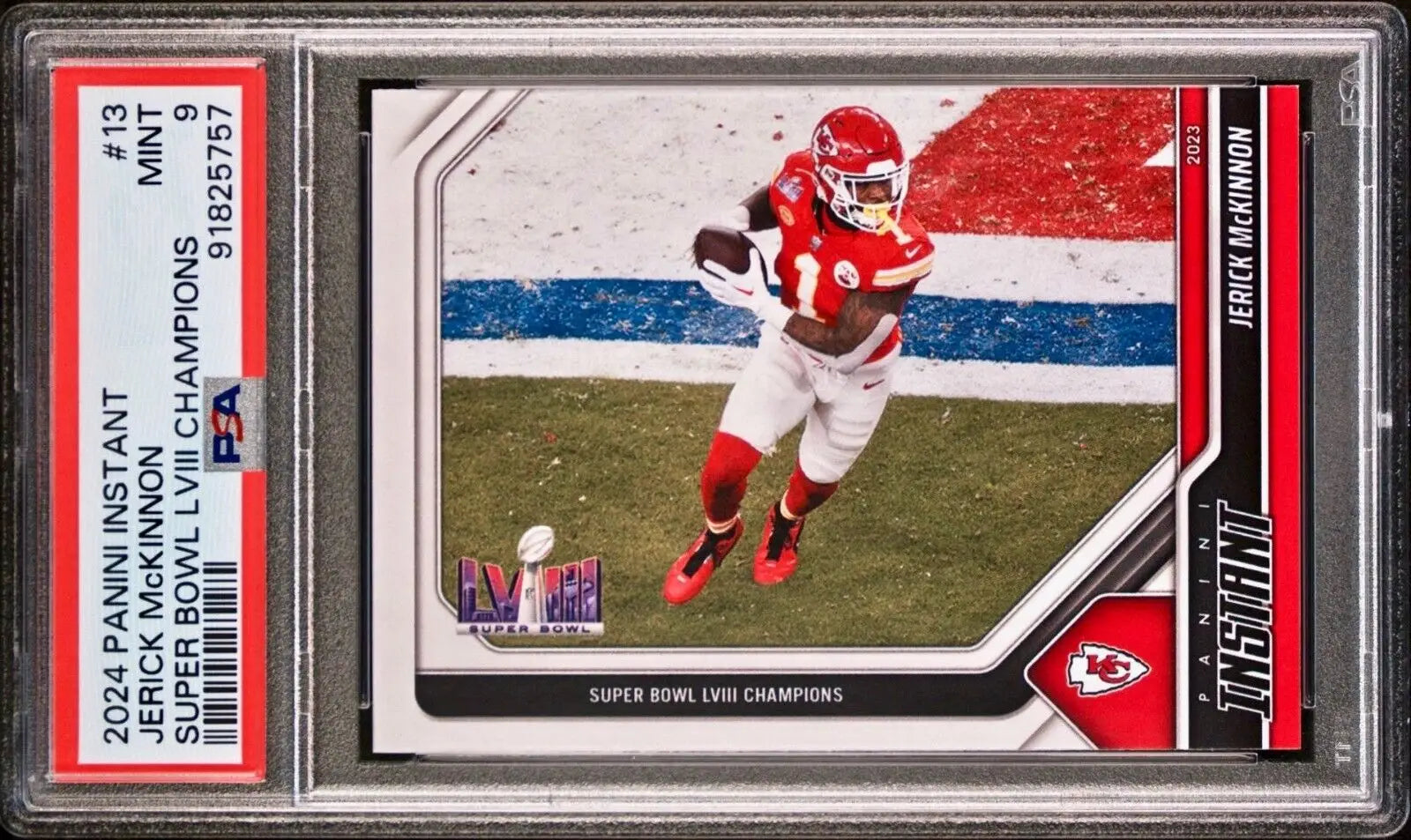 Jerick McKinnon 2023 Panini NFL Superbowl Champions #13 Card PSA 9 Mint - Football Card Single