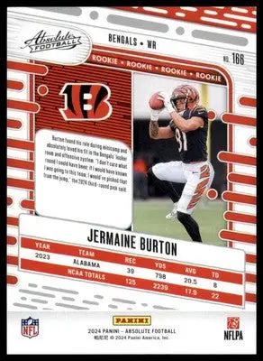 Jermaine Burton Rookie 2024 Panini Absolute Retail #166 Cincinnati Bengals - Football Card Single