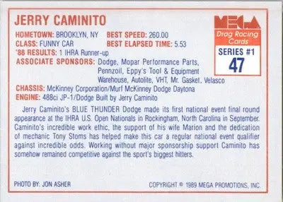 Jerry Caminito - 1989 Mega Drag - #47 - Racing - Racing Card Single