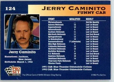 Jerry Caminito - 1992 Pro Set NHRA - #124 - Racing - Racing Card Single