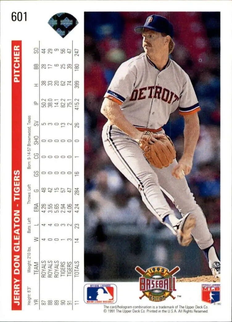 Jerry Don Gleaton 1992 Upper Deck MLB #601 Baseball Card Detroit Tigers