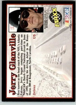 Jerry Glanville - 1992 Maxx Update Black - #U5 - RC Racing - Racing Card Single