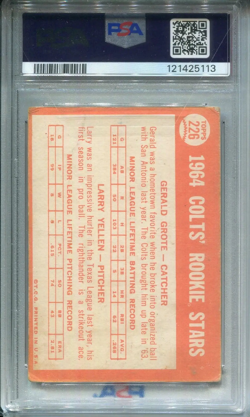 JERRY GROTE 1964 TOPPS SIGNED AUTOGRAPHED ROOKIE CARD #226 PSA 2 DNA 10 Auto - Baseball Card Single