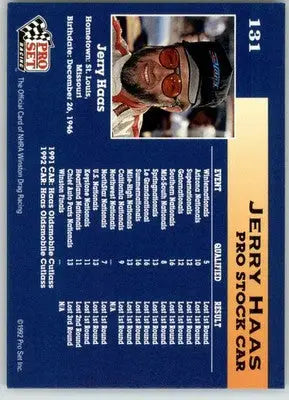 Jerry Haas - 1992 Pro Set NHRA - #131 - Racing - Racing Card Single