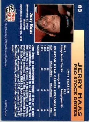 Jerry Haas - 1992 Pro Set NHRA - #83 - Racing - Racing Card Single