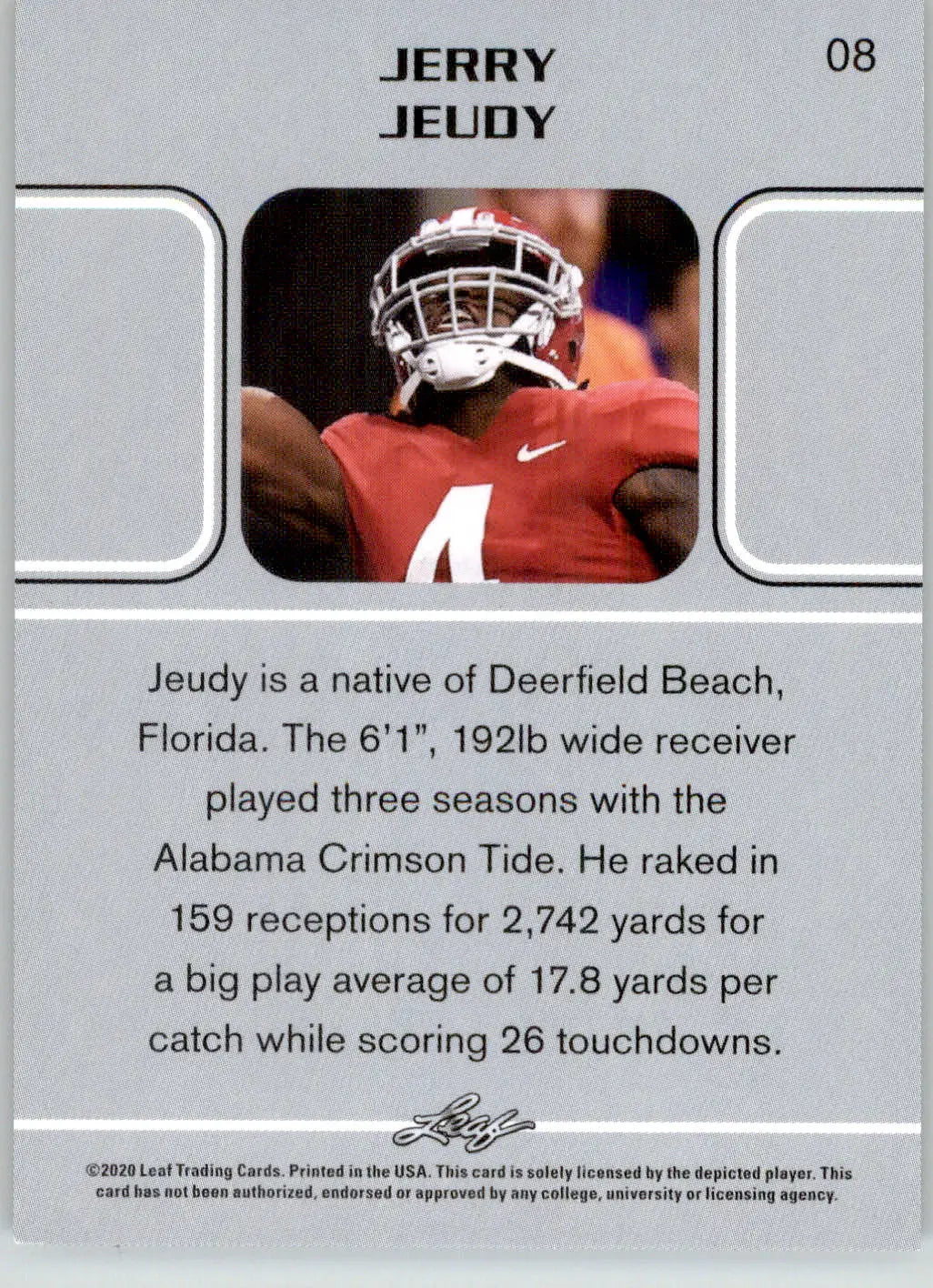 Jerry Jeudy - 2020 Leaf - #08 - Football - Football Card Single