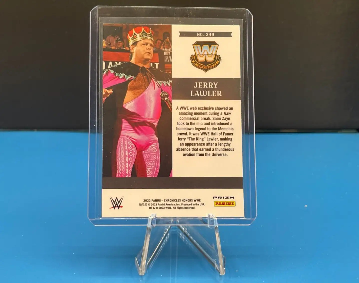 Jerry Lawler trading card from Panini WWE Chronicles Silver Wave Prizm Parallel