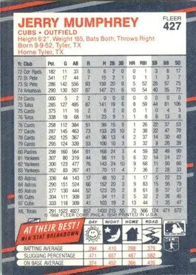 Jerry Mumphrey - 1988 Fleer - #427 - Baseball - Baseball Card Single