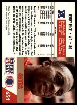 Jerry Rice 1991 Pro Set #654 San Francisco 49ers