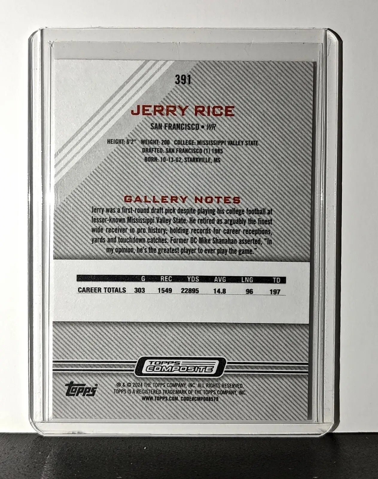 Jerry Rice 2023 Topps Gallery NFL #391 Card San Francisco 49ers - Football Card Single