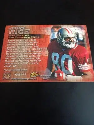 Jerry Rice Oversized - 1996 Pacific Gridiron Gems #GG41. 49ers. EX+ - Football Card Single