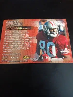 Jerry Rice Oversized - 1996 Pacific Gridiron Gems #GG41. 49ers. EX+ - Football Card Single