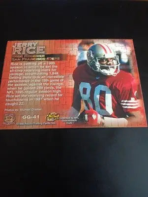 Jerry Rice Oversized - 1996 Pacific Gridiron Gems #GG41. 49ers. EX+ - Football Card Single