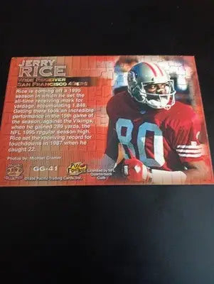 Jerry Rice Oversized - 1996 Pacific Gridiron Gems #GG41. 49ers. EX+ - Football Card Single