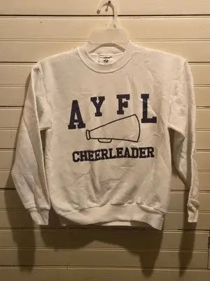 Jerzees Sweatshirt Girls 14-16 AYFL Cheerleader White NuBlend Crewneck Youth - Apparel